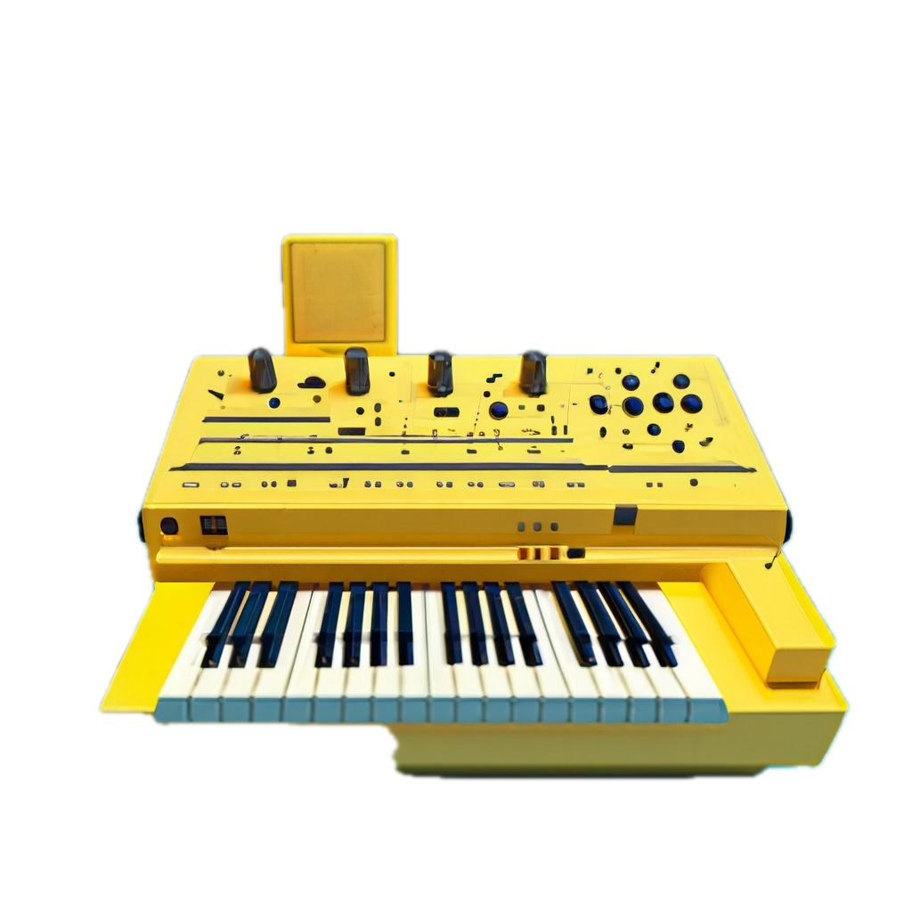 a yellow electronic keyboard sitting on top of a table