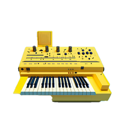 a yellow electronic keyboard sitting on top of a table