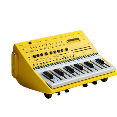 a yellow and white electronic device with many keys