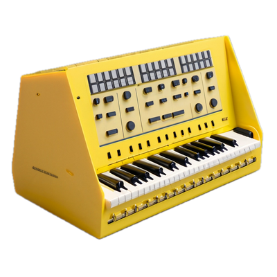 a yellow electronic keyboard sitting on top of a table