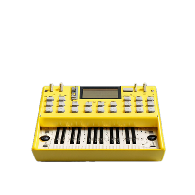 a yellow musical instrument with a digital display