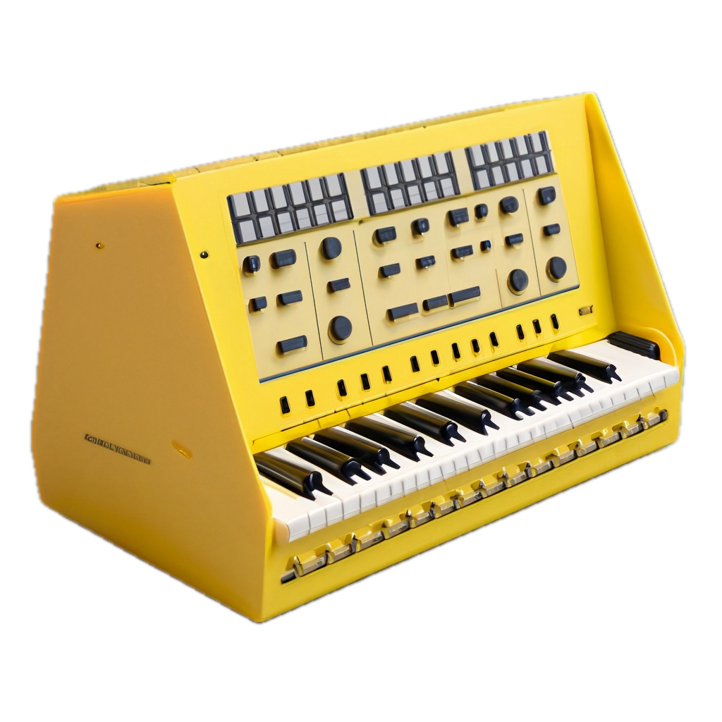 a yellow electronic keyboard sitting on top of a table