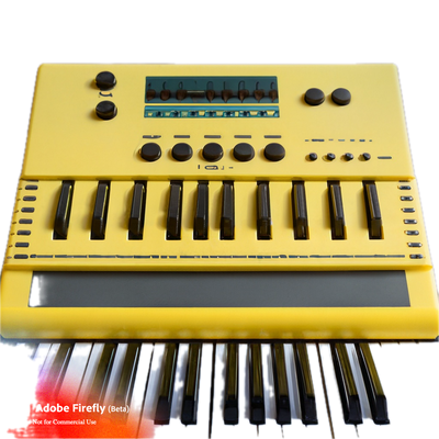 a yellow electronic keyboard sitting on top of a table