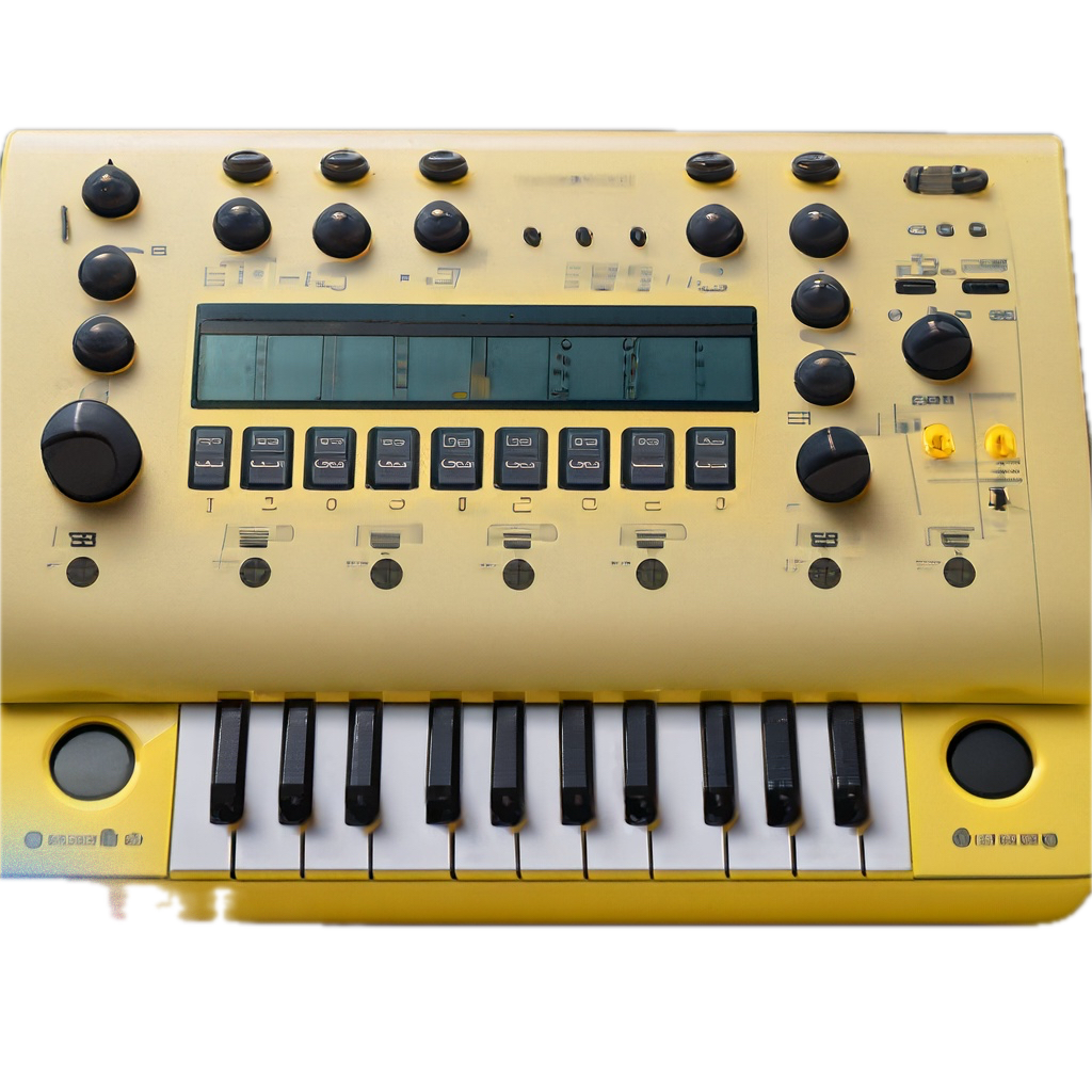 a yellow electronic keyboard with a digital display