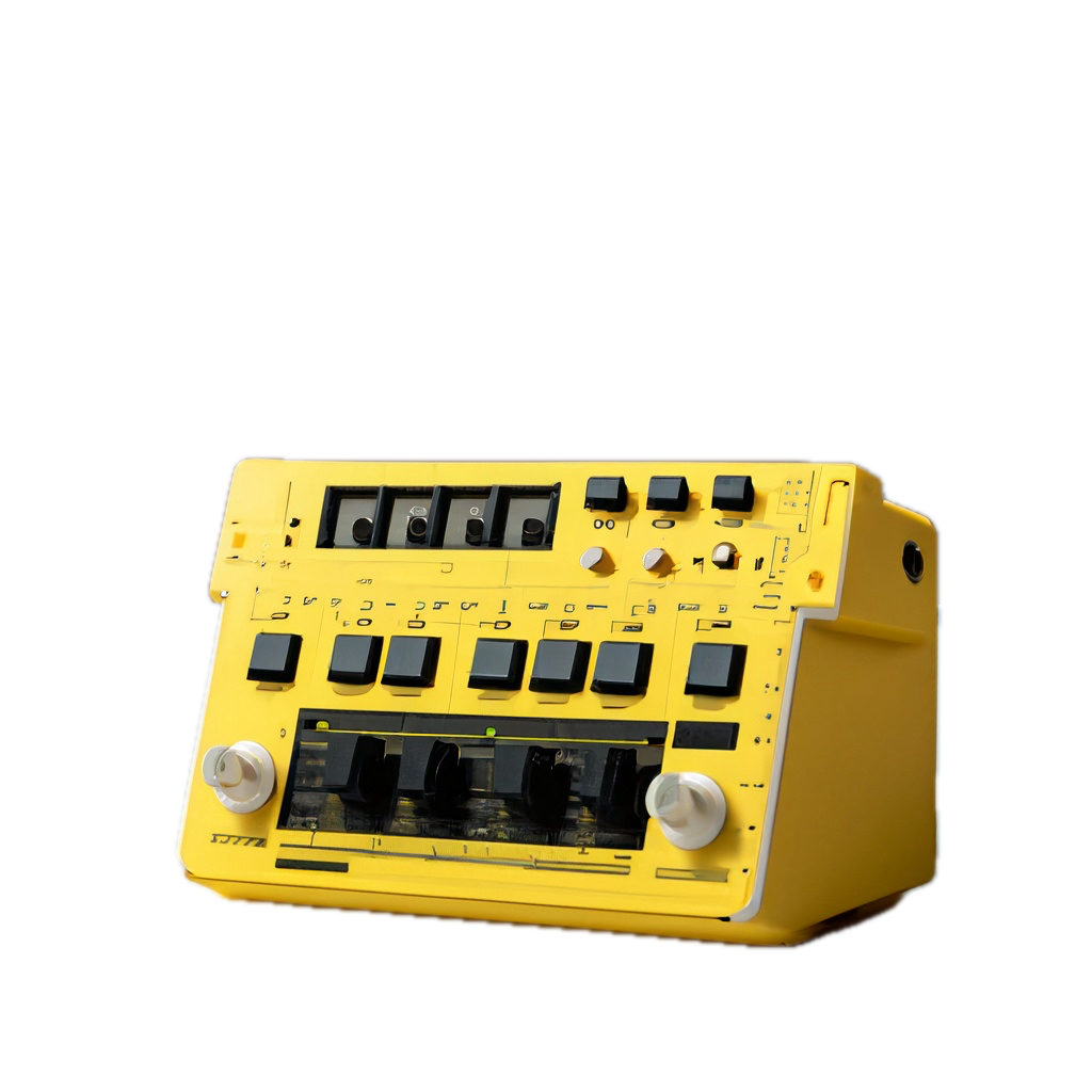 a yellow electronic device with buttons and buttons