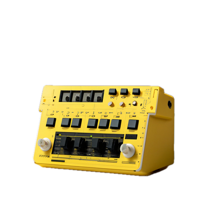 a yellow electronic device with buttons and buttons