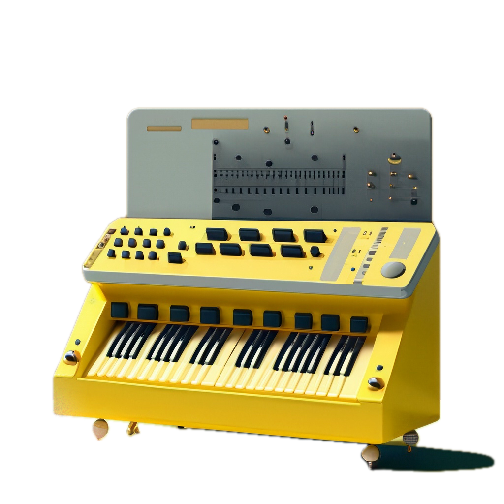 a yellow electronic keyboard sitting on top of a table