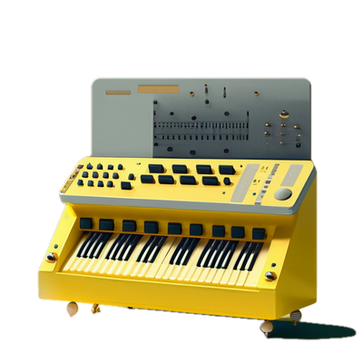 a yellow electronic keyboard sitting on top of a table