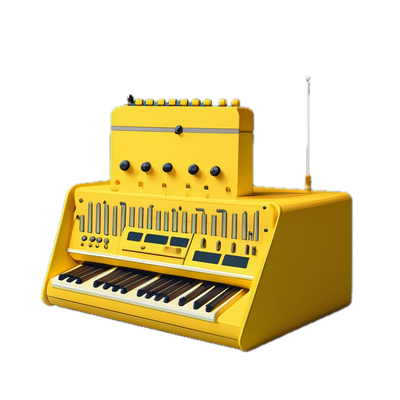 a yellow musical instrument with a microphone on top of it