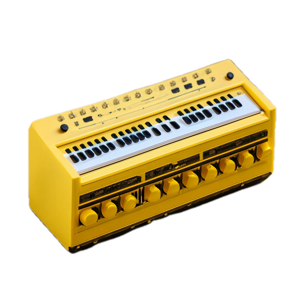 a yellow instrument with a black background