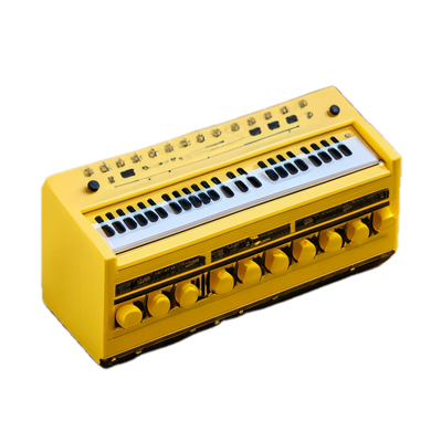 a yellow instrument with a black background