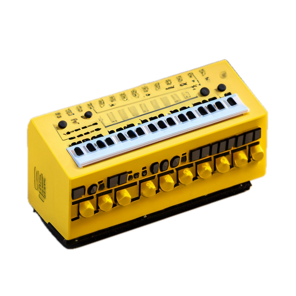 a yellow and black electronic device on a black background