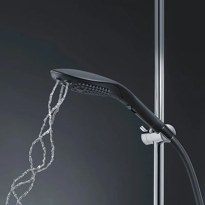 a shower head with a chain attached to it