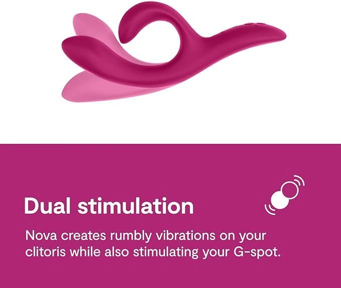 a pink poster with the words dual stimulation