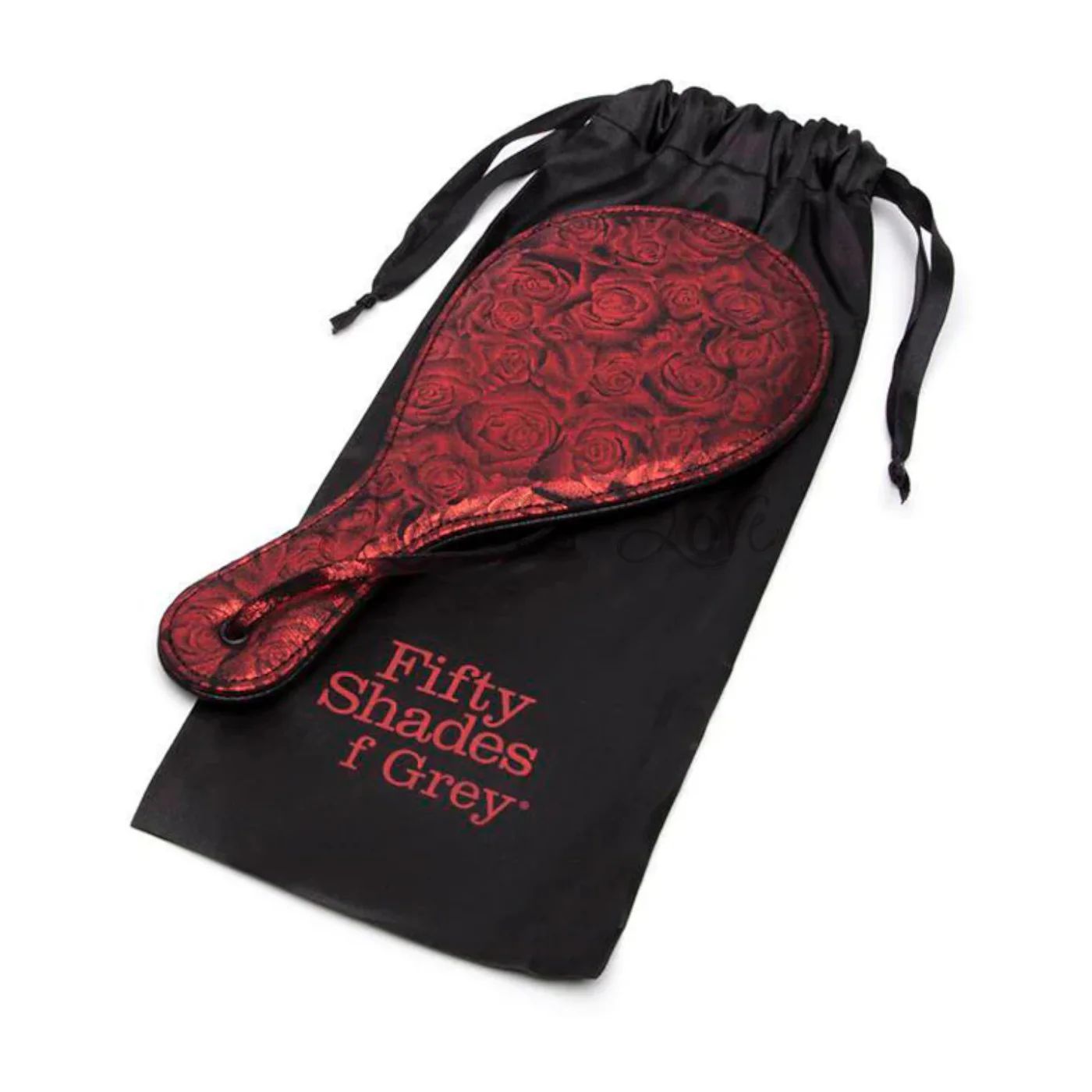 a black bag with red roses on it