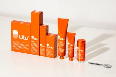 a couple of orange boxes sitting on top of a table