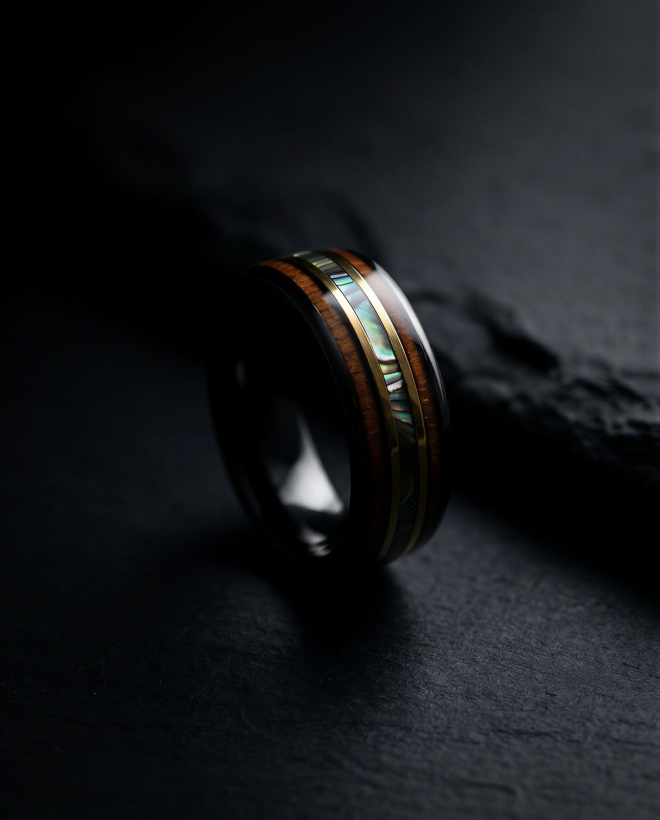 a wedding band with a wood inlay and aba aba aba aba aba aba aba
