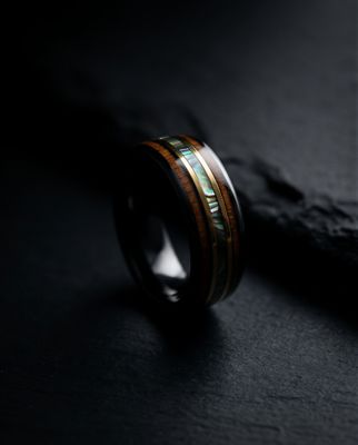 a wedding band with a wood inlay and aba aba aba aba aba aba aba