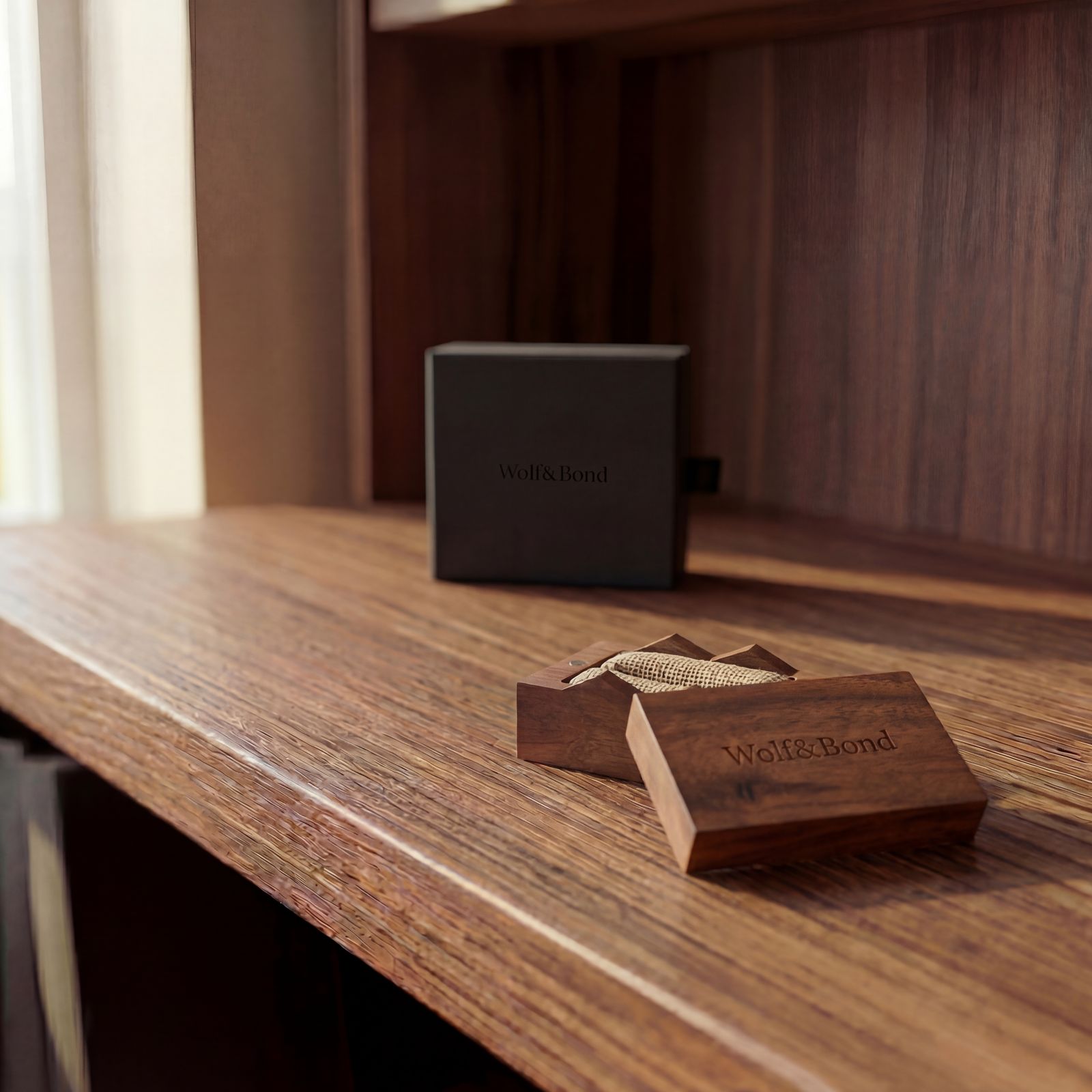 a wooden box sitting on top of a wooden table