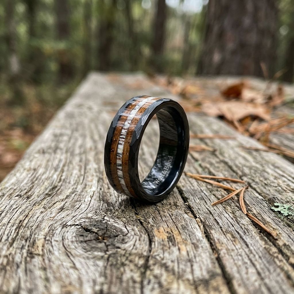 a wooden ring sitting on top of a wooden table