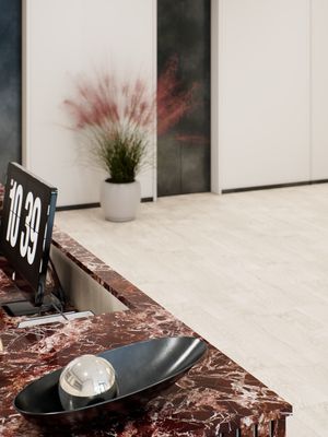 a desk with a computer and a mouse on it