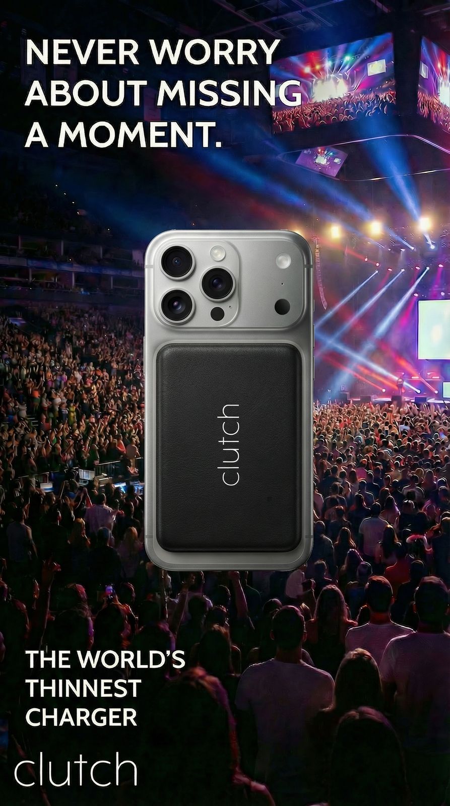 an advertisement for a cell phone with a picture of a concert