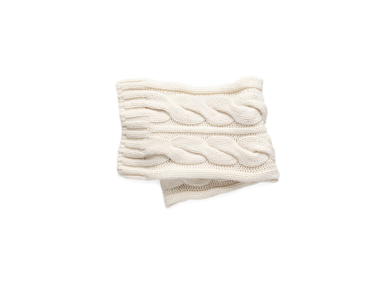 a white knitted scarf on a white background