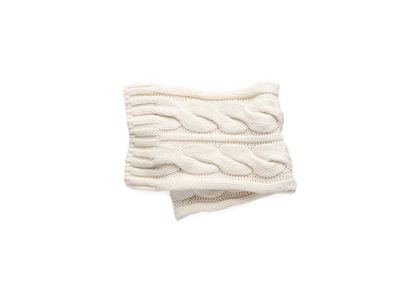 a white knitted scarf on a white background