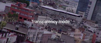 a picture of a city with the words transparency mode