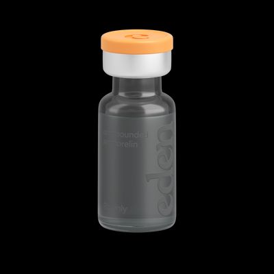 a small bottle with a white cap on a black background