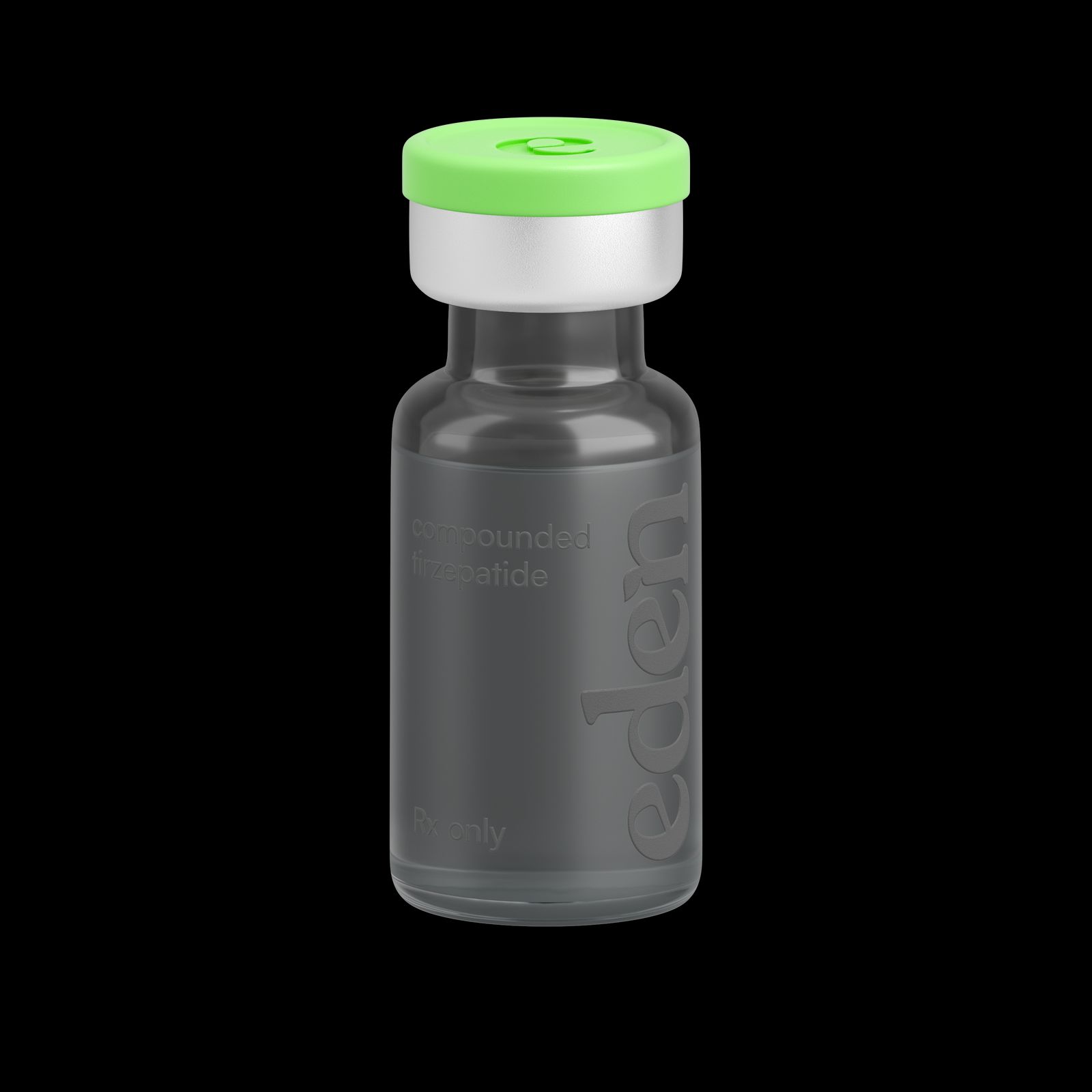 a small bottle with a green lid on a black background