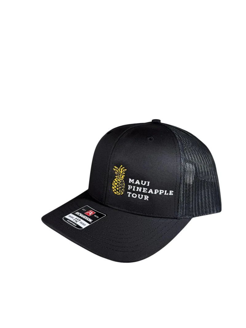 a black hat with a pineapple on it