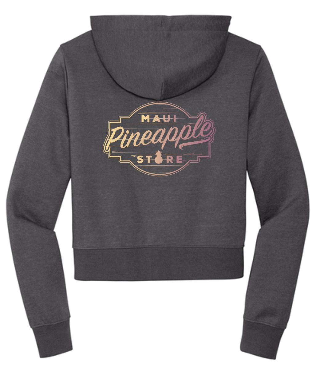 a women's cropped hoodie with the words pineapple store on it