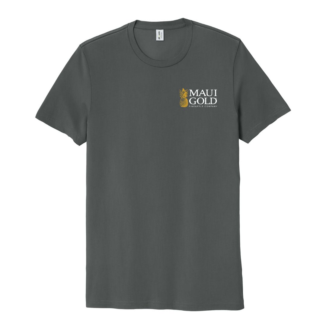 a gray t - shirt with the words mau gold on it
