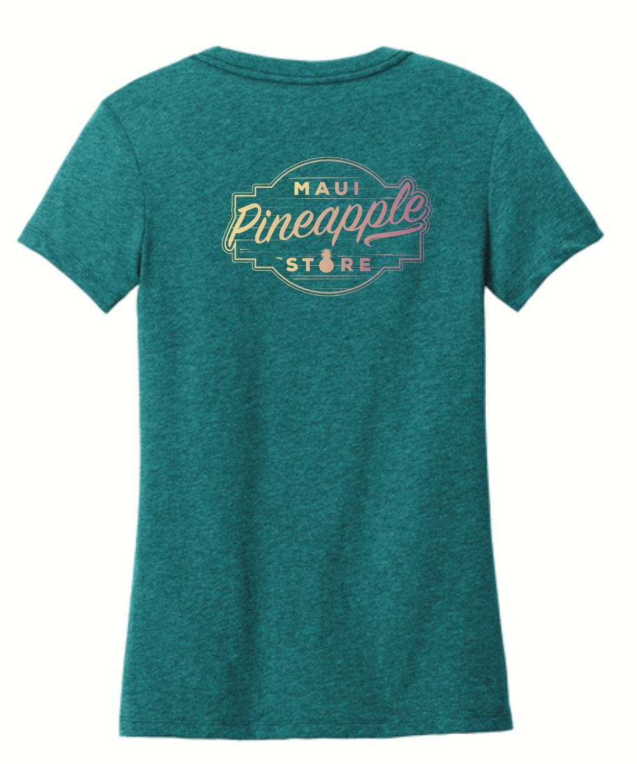 a women's t - shirt with a pineapple logo