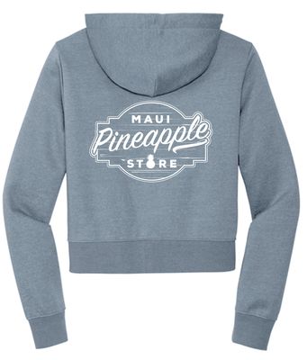 a women's cropped hoodie sweatshirt with the words, pineapple store