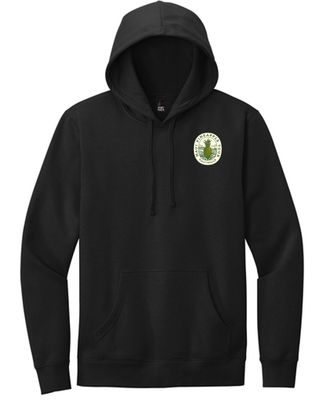 a black hoodie with a green tree on it