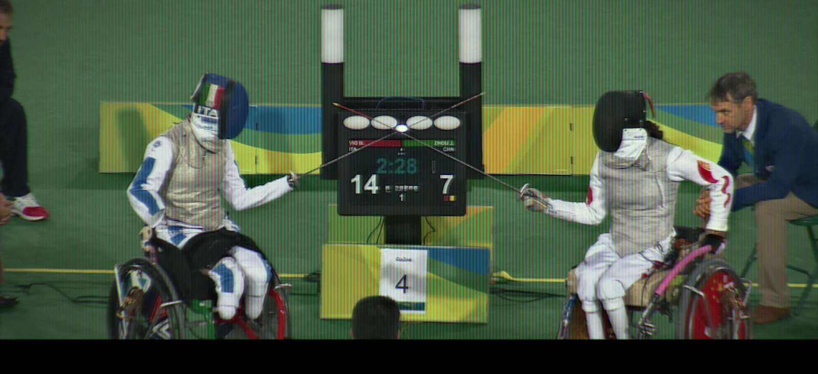 a group of people in wheelchairs playing a game