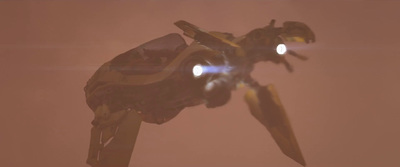 a close up of a robot flying through the air