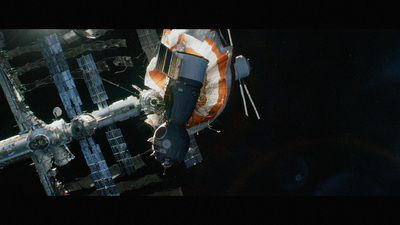 a space station is seen from the space shuttle