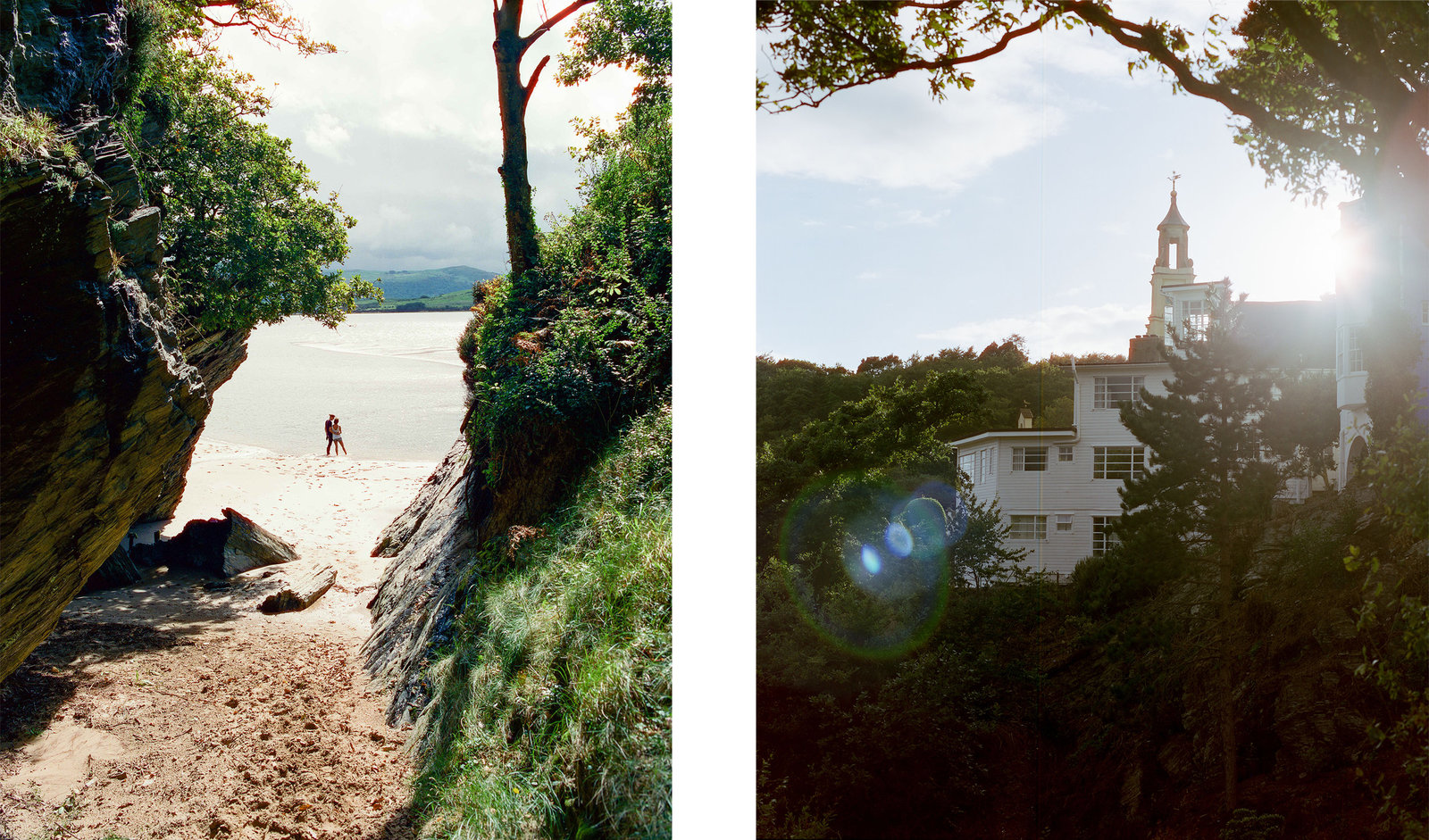 a couple of pictures of a person on a beach