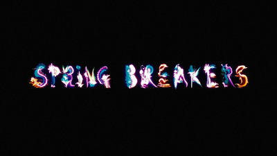 the word spring breakers written in neon lights