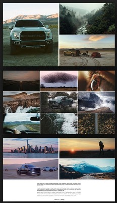 a collage of photos with a truck and mountains in the background