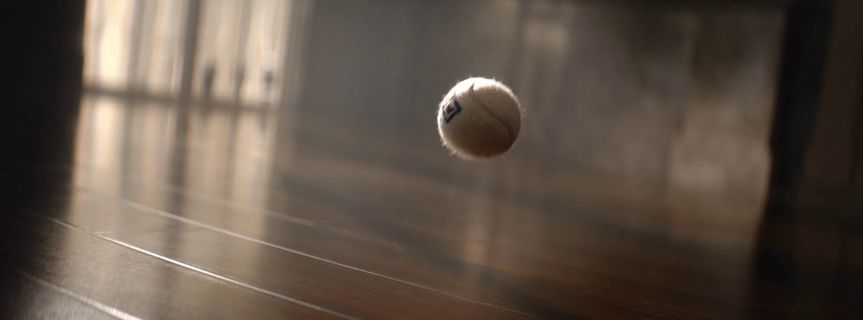 a close up of a ball on a table