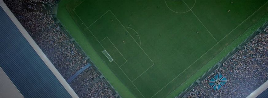 an aerial view of a soccer field from above