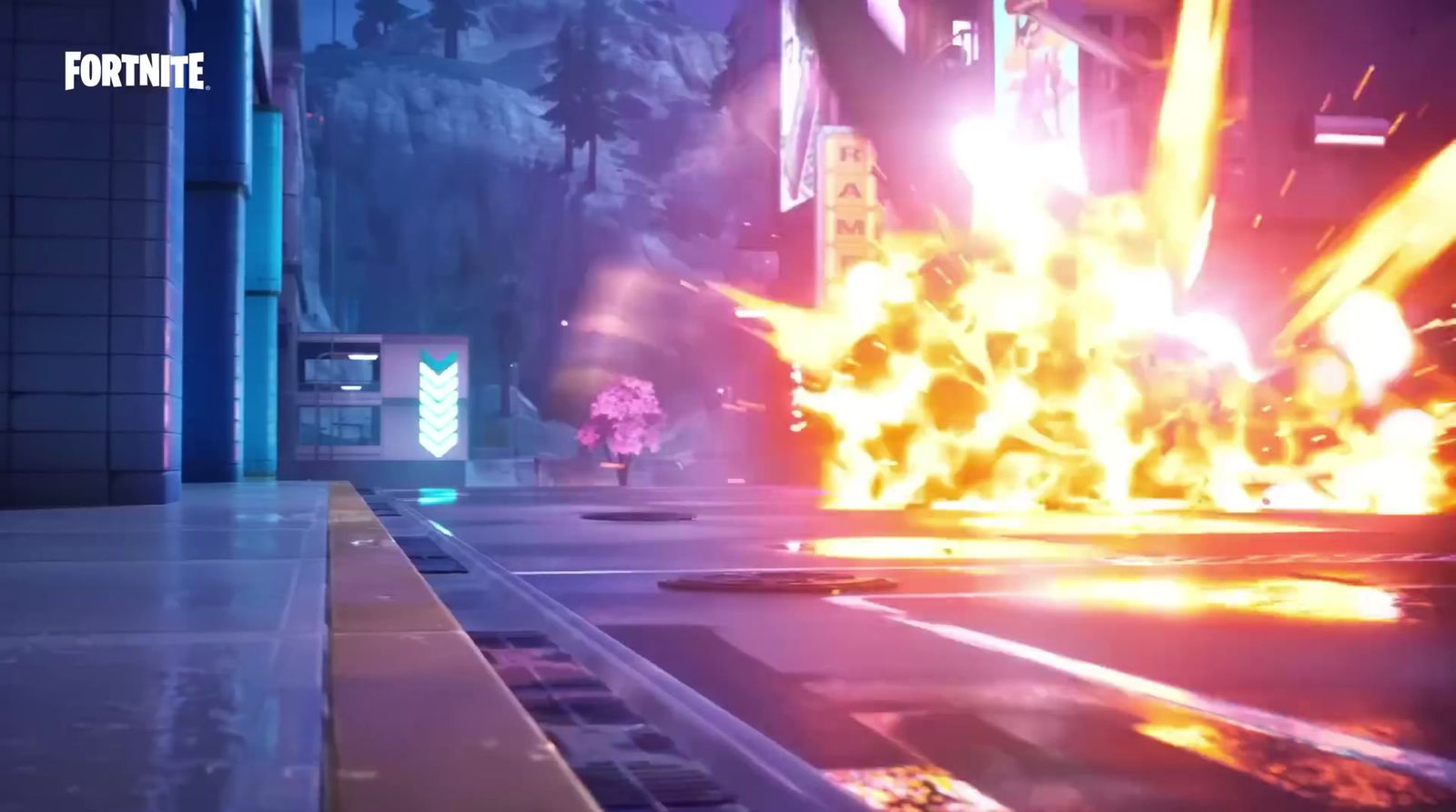 a video game scene with a bunch of fire coming out of the ground