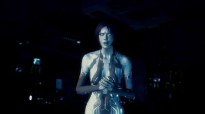 a woman in a body suit standing in a dark room