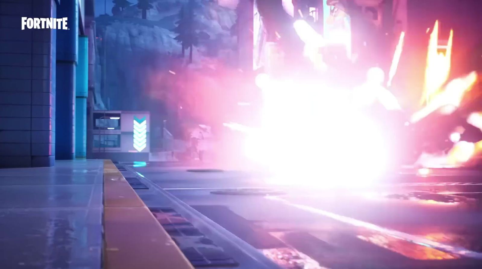 a video game scene of a train coming down the tracks