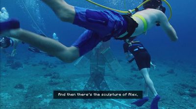 a man in a wet suit diving in the ocean