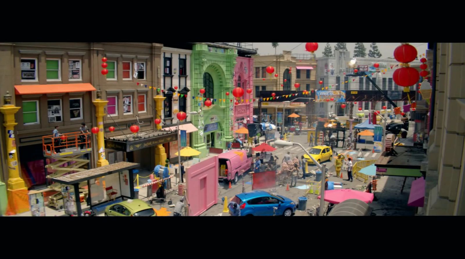 a city filled with lots of colorful buildings